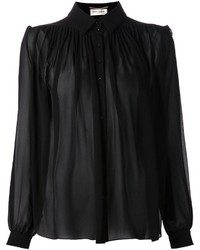 Camicia elegante di chiffon nera di Saint Laurent