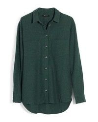 Camicia elegante di flanella verde scuro