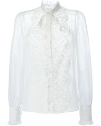 Camicia elegante di pizzo bianca di Dolce & Gabbana