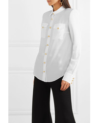 Camicia elegante di seta bianca di Balmain
