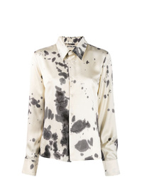 Camicia elegante di seta effetto tie-dye beige di Ottolinger