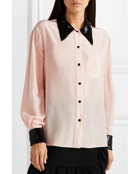 Camicia elegante di seta rosa di Miu Miu
