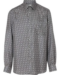 Camicia elegante di seta stampata grigio scuro di Burberry