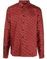 Camicia elegante di seta stampata rossa di Amiri