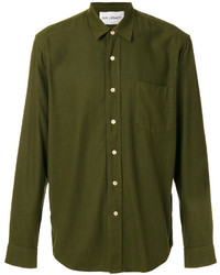 Camicia elegante di seta verde oliva