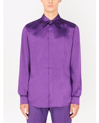 Camicia elegante di seta viola melanzana di Dolce & Gabbana