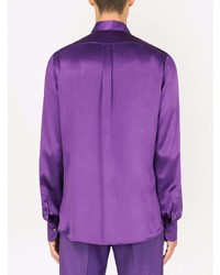 Camicia elegante di seta viola melanzana di Dolce & Gabbana