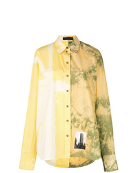 Camicia elegante effetto tie-dye gialla