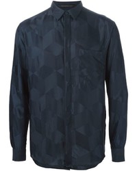 Camicia elegante geometrica blu scuro