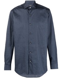 Camicia elegante geometrica blu scuro di Z Zegna