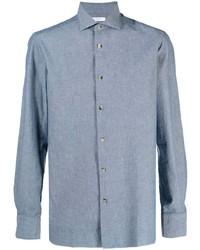 Camicia elegante in chambray azzurra di Boglioli