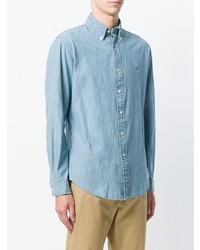 Camicia elegante in chambray azzurra di Ralph Lauren