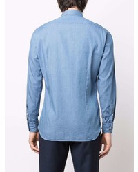 Camicia elegante in chambray azzurra di Lardini
