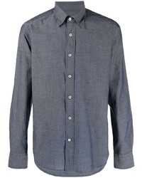 Camicia elegante in chambray blu scuro di Canali