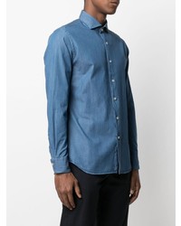 Camicia elegante in chambray blu scuro di Xacus
