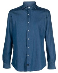 Camicia elegante in chambray blu scuro di Fay