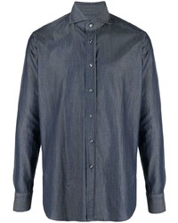 Camicia elegante in chambray blu scuro di Tagliatore