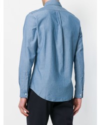 Camicia elegante in chambray blu di Aspesi