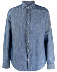 Camicia elegante in chambray blu di Eleventy