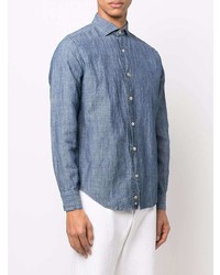 Camicia elegante in chambray blu di Eleventy