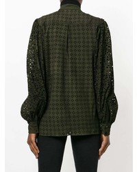 Camicia elegante in pelle scamosciata verde scuro di Michel Klein