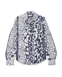 Camicia elegante leopardata blu scuro