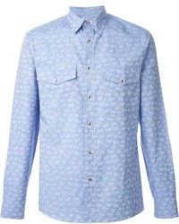 Camicia elegante leopardata blu di Paul Smith