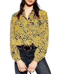 Camicia elegante leopardata gialla