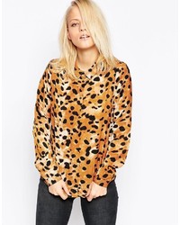 Camicia elegante leopardata marrone chiaro