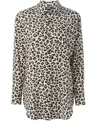 Camicia elegante leopardata marrone chiaro di DKNY
