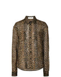 Camicia elegante leopardata marrone