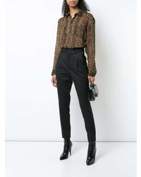 Camicia elegante leopardata marrone di Saint Laurent