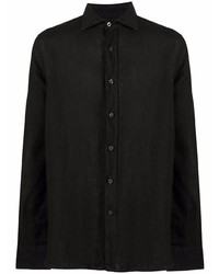 Camicia elegante nera di 120% Lino