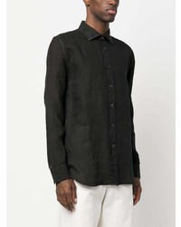 Camicia elegante nera di 120% Lino