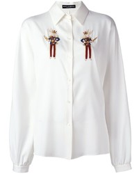Camicia elegante ricamata bianca di Dolce & Gabbana