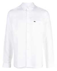Camicia elegante ricamata bianca di Lacoste