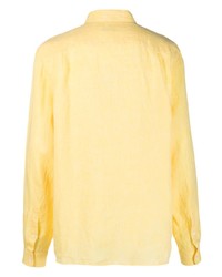 Camicia elegante ricamata gialla di Lacoste