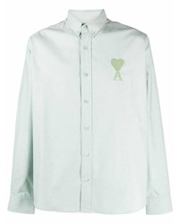 Camicia elegante ricamata verde menta di Ami Paris