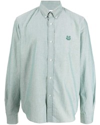 Camicia elegante ricamata verde menta di Kenzo