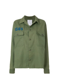Camicia elegante ricamata verde oliva di As65