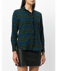 Camicia elegante scozzese blu scuro e verde di Isabel Marant Etoile