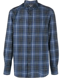 Camicia elegante scozzese blu scuro di Brunello Cucinelli