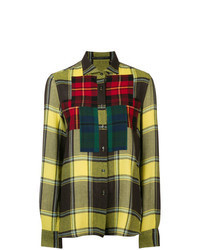 Camicia elegante scozzese gialla