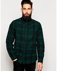 Camicia elegante scozzese verde scuro di Asos