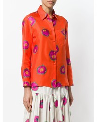 Camicia elegante stampata arancione di La Doublej