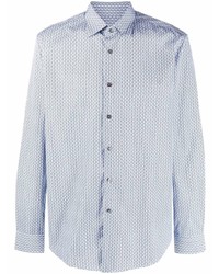 Camicia elegante stampata azzurra di Salvatore Ferragamo
