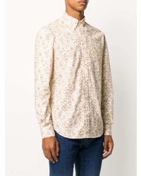 Camicia elegante stampata beige di Gitman Vintage