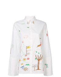 Camicia elegante stampata bianca di Mira Mikati