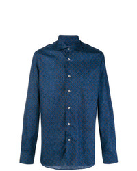 Camicia elegante stampata blu scuro di Borriello