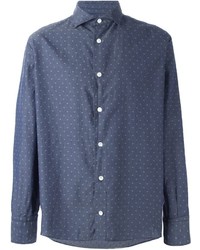 Camicia elegante stampata blu scuro di Eleventy